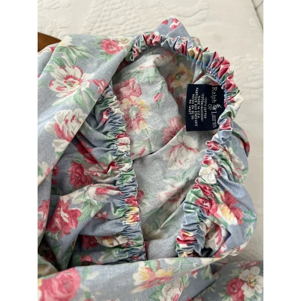 VTG Ralph Lauren Hope Floral TWIN Set 4 Pieces 100% Cotton Cases Flat Fitted